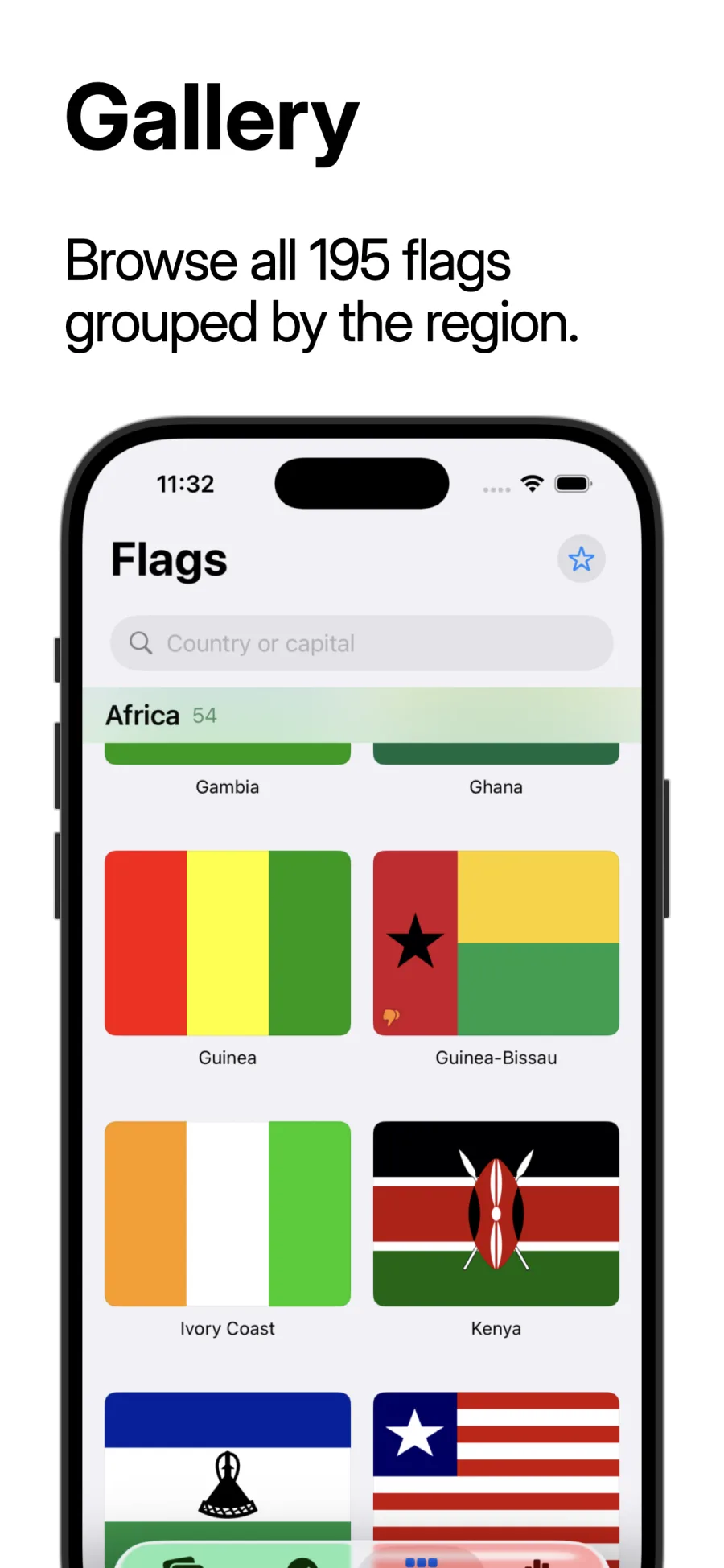 A Flags quiz question, picking the country for a shown flag.